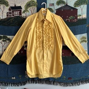 Vintage 70s mustard yellow tuxedo shirt